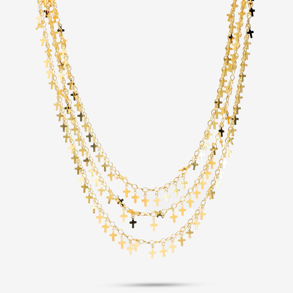 Italian Handmade Triple Strand Petite Cross Necklace
