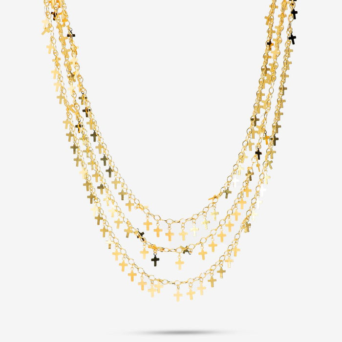 Italian Handmade Triple Strand Petite Cross Necklace