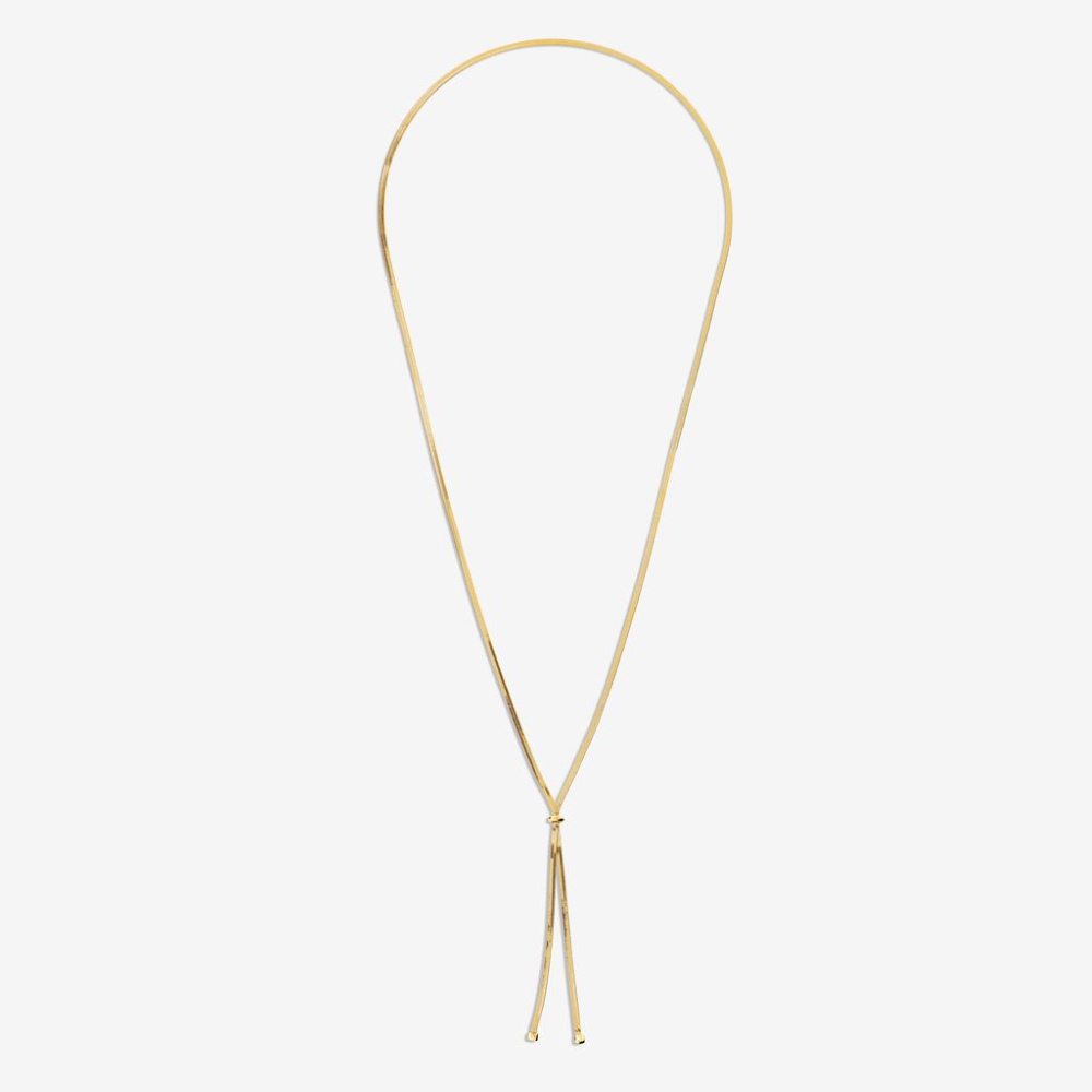 Italian Long Herringbone Slide Lariat Necklace