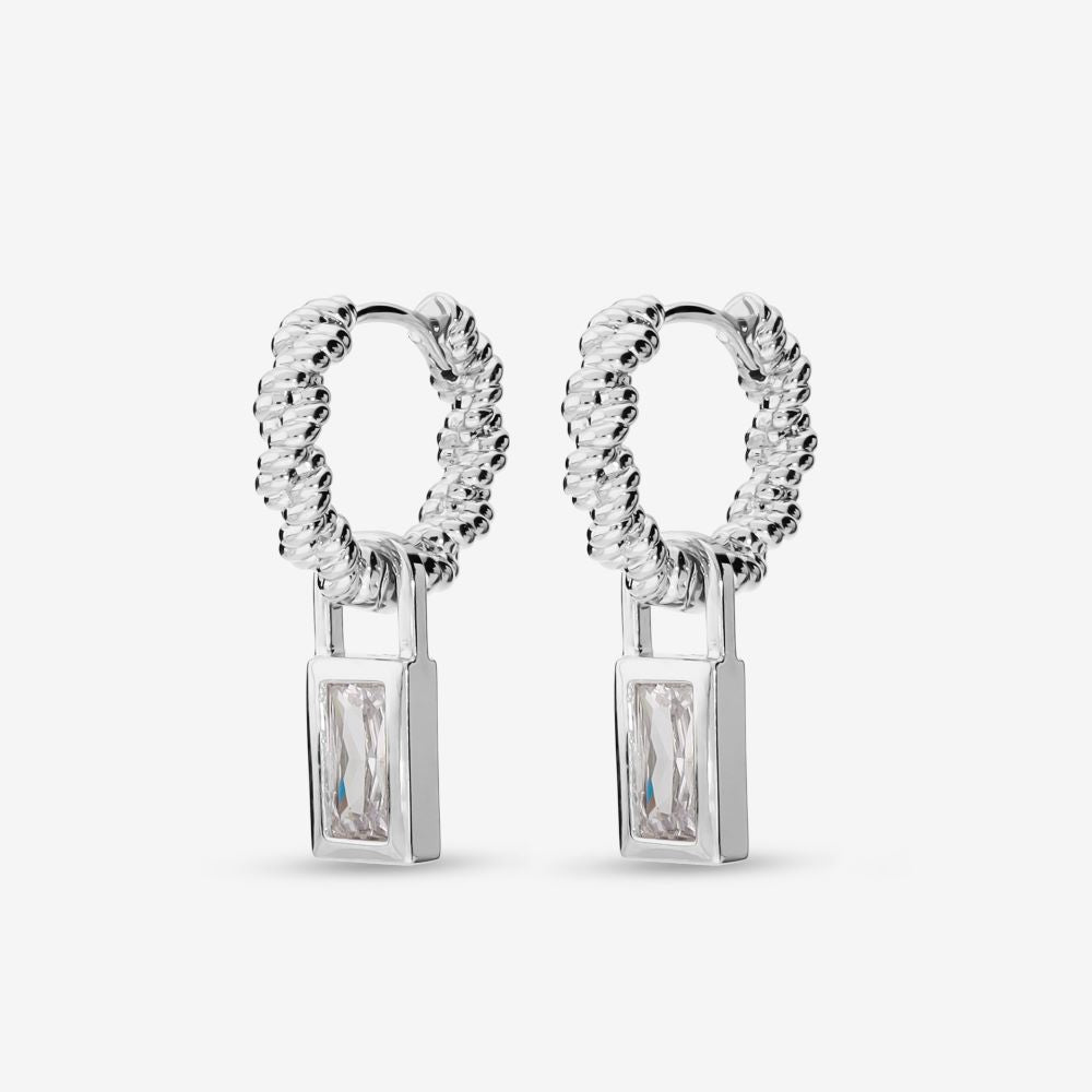Italian Rope Style Hoop With Stone Charm