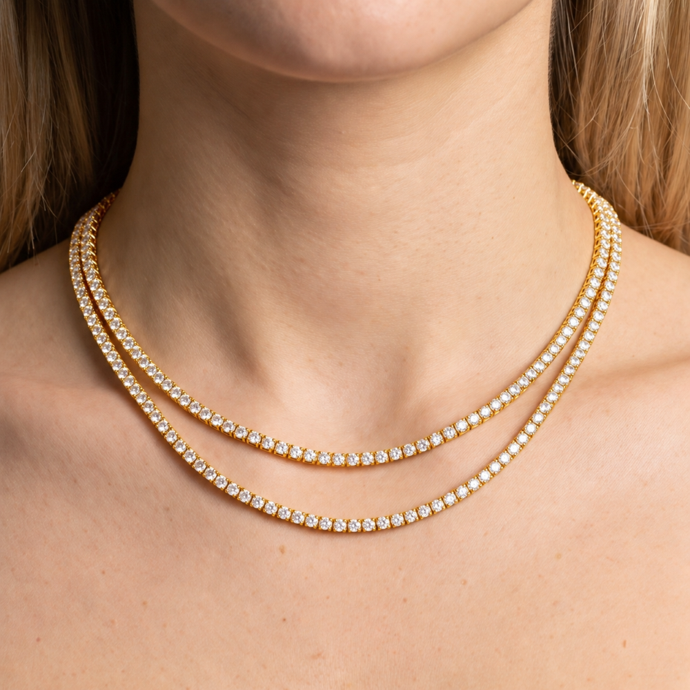 Italian Look Of Fine Tennis Necklace