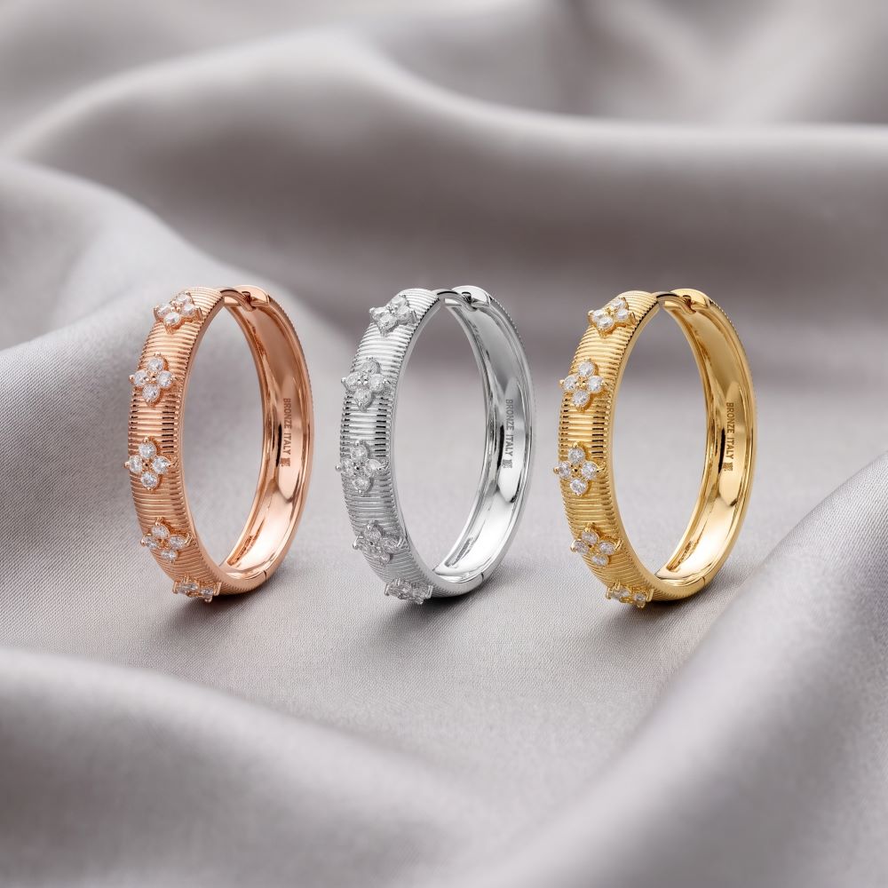 Italian Handmade Couture Texture Luxury Hoop Earrings With Stones
