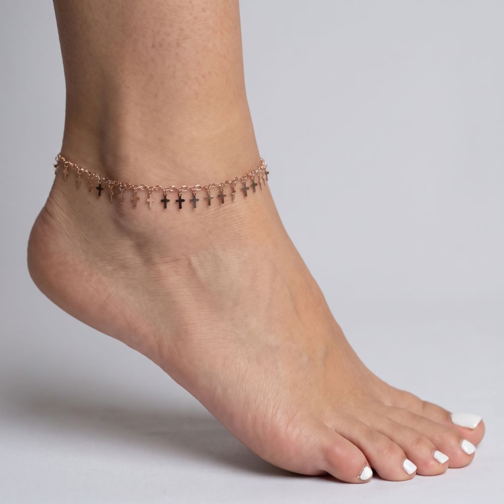 Italian Handmade Petite Cross Anklet, 3 Lengths
