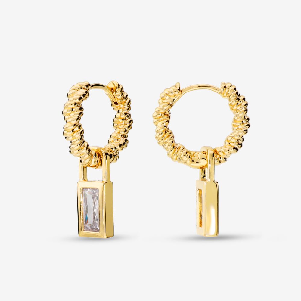 Italian Rope Style Hoop With Stone Charm
