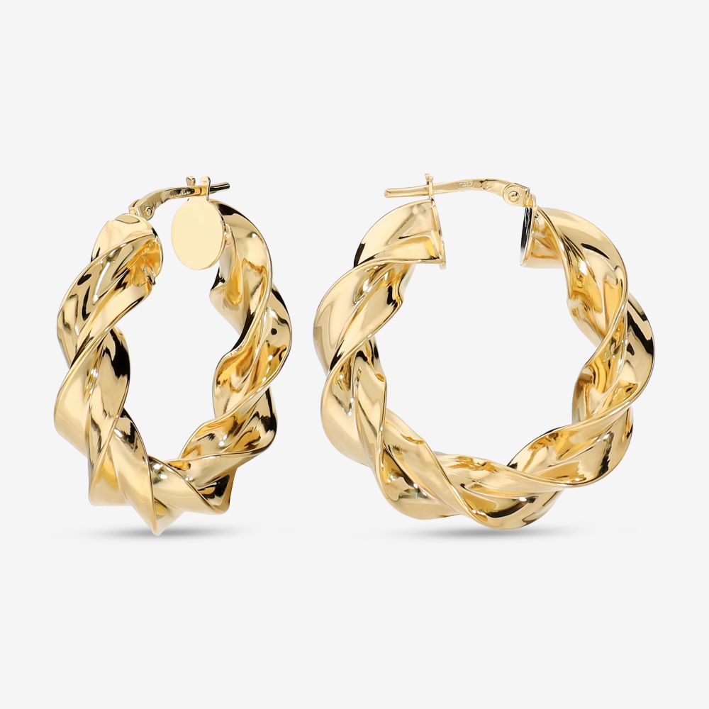 Italian Luxury Twist Hoop Earrings, 1.25"