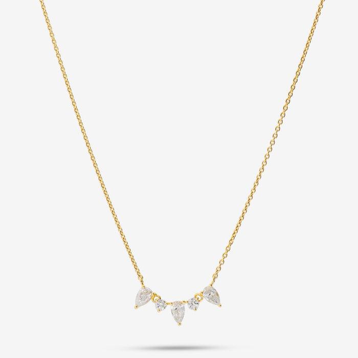 Italian Pear And Round Diamond Necklace, Lab Grown