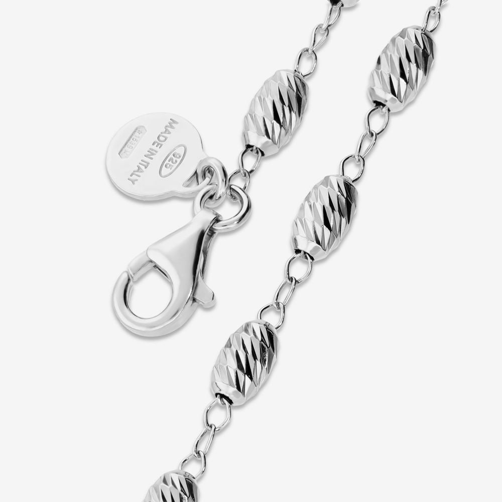 Italian 3D Diamond Cut Bead Necklace, White