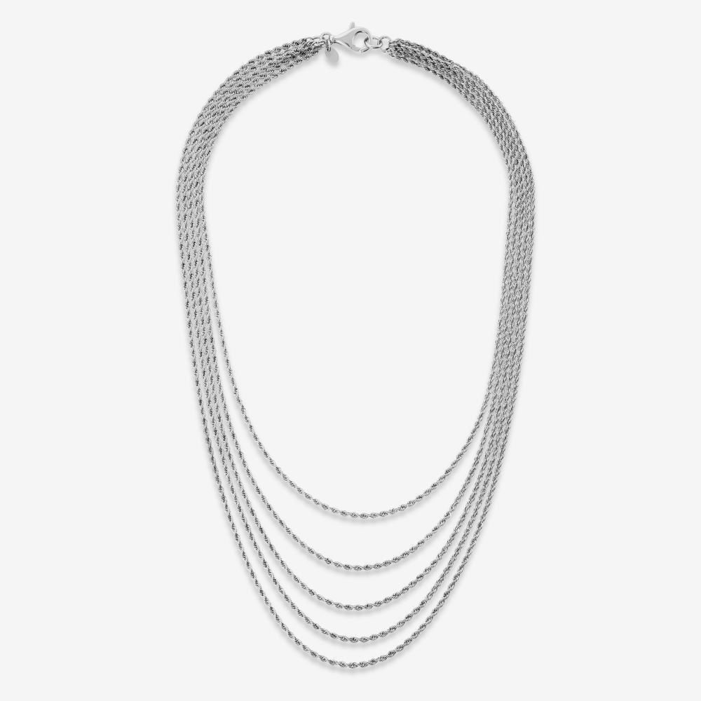 Italian Sterling Silver 5 Strand Rope Necklace
