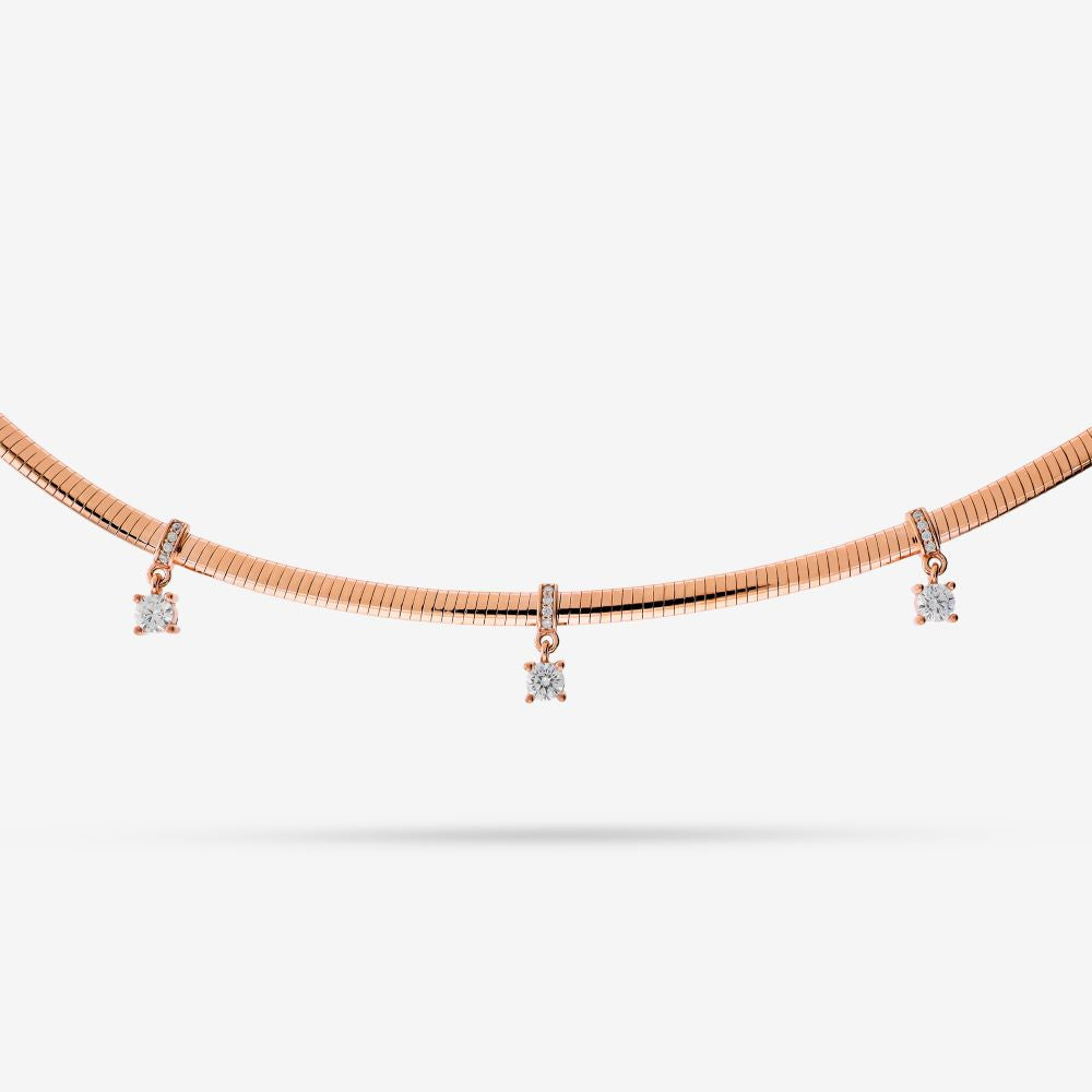 Italian Look of Diamonds Necklace with 3 Drop Stones