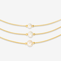 Italian Triple Pearl Omega Necklace, Yellow
