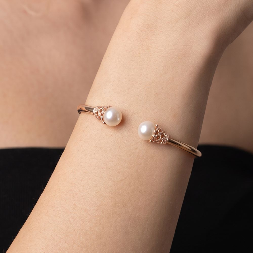 Italian Pearl Detail Cuff Bracelet