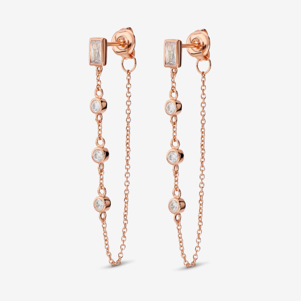 Italian Chain Earrings With Scattered Stones