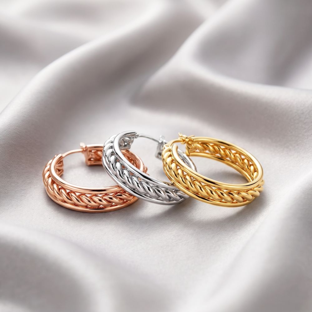 Italian Status Dimensional Twist Hoop Earrings