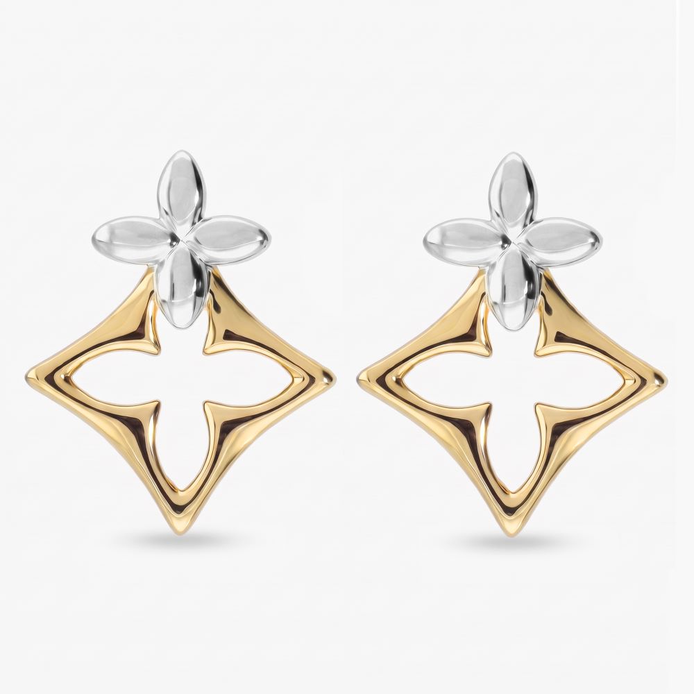 Italian Couture Inspired Double Flower Earrings