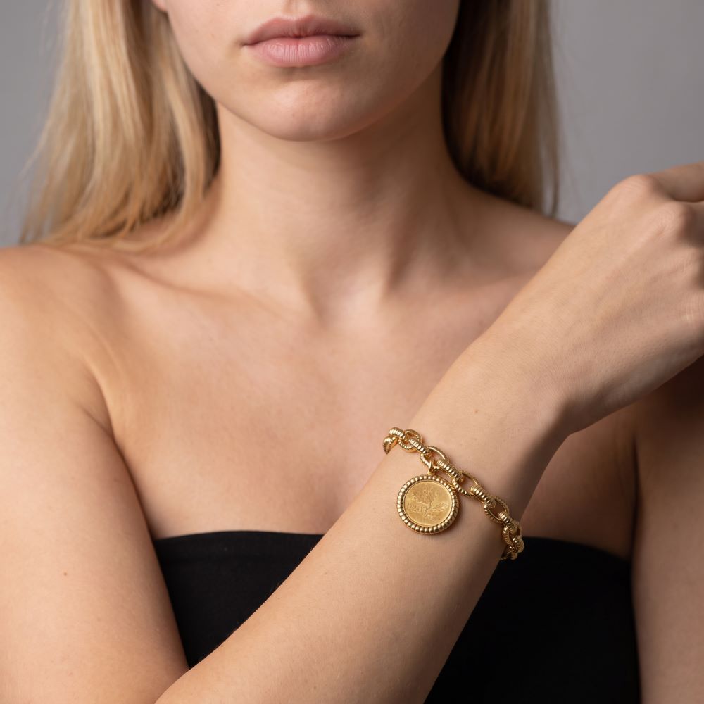 Italian Status Link Genuine Lire Coin Charm Bracelet