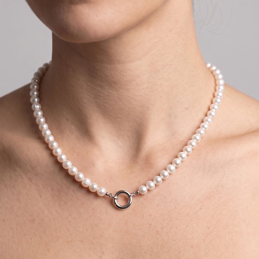 Italian Freshwater Pearl Necklace With Ring