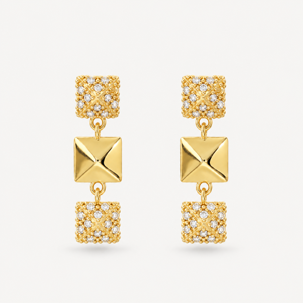 Italian Couture Inspired Pyramid Pave' Drop Earrings