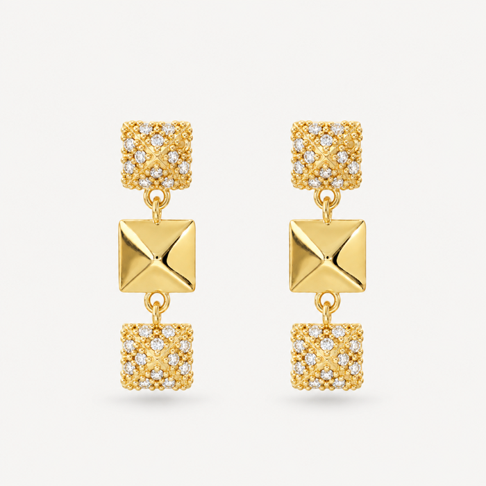 Italian Couture Inspired Pyramid Pave' Drop Earrings