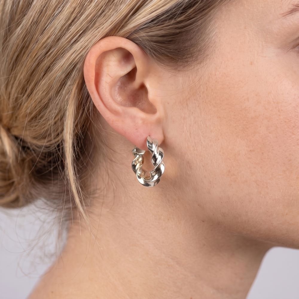 Italian Luxury Twist Hoop Earrings, 1"