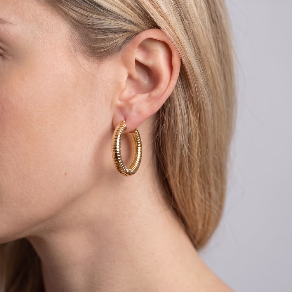 Italian Tubogas Finish Hoop Earrings