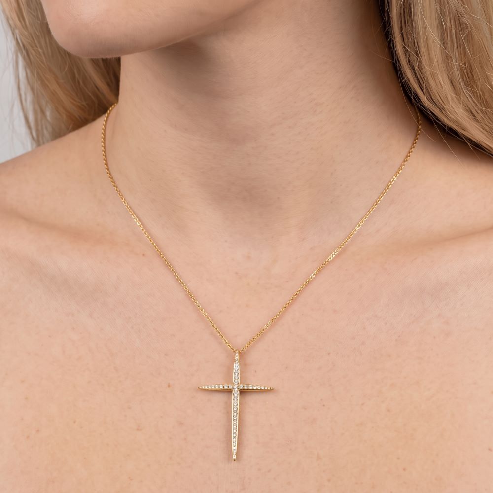 Italian Sleek Modern Cross Necklace