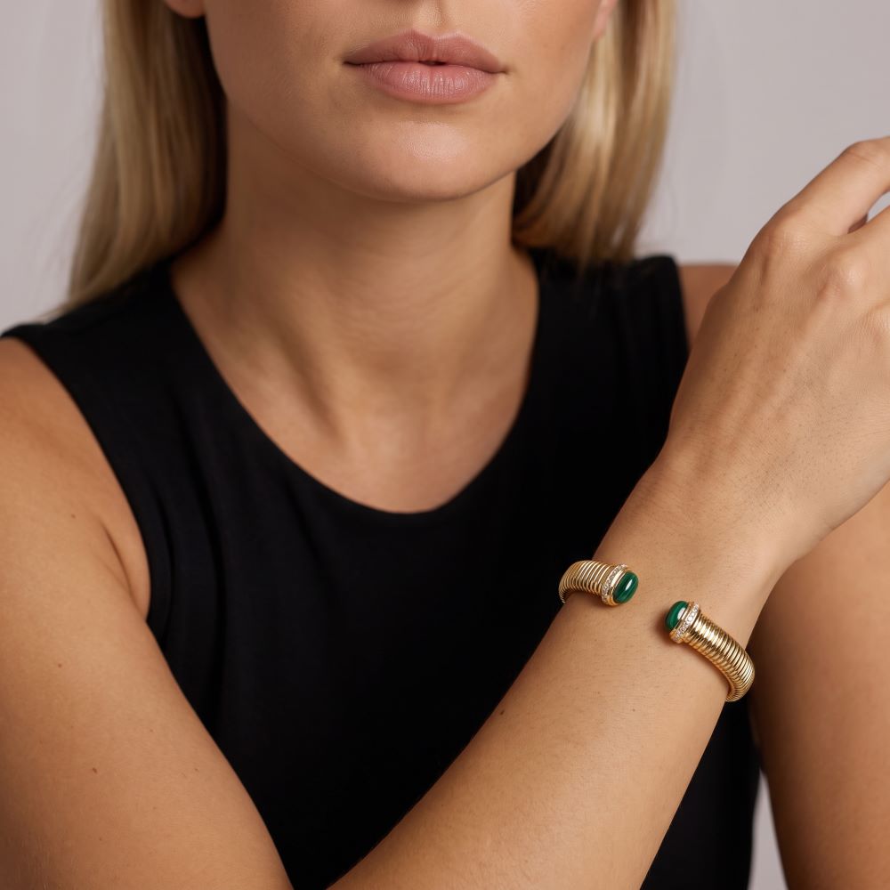 Tubogas Cuff Bangle With Stone & Cz