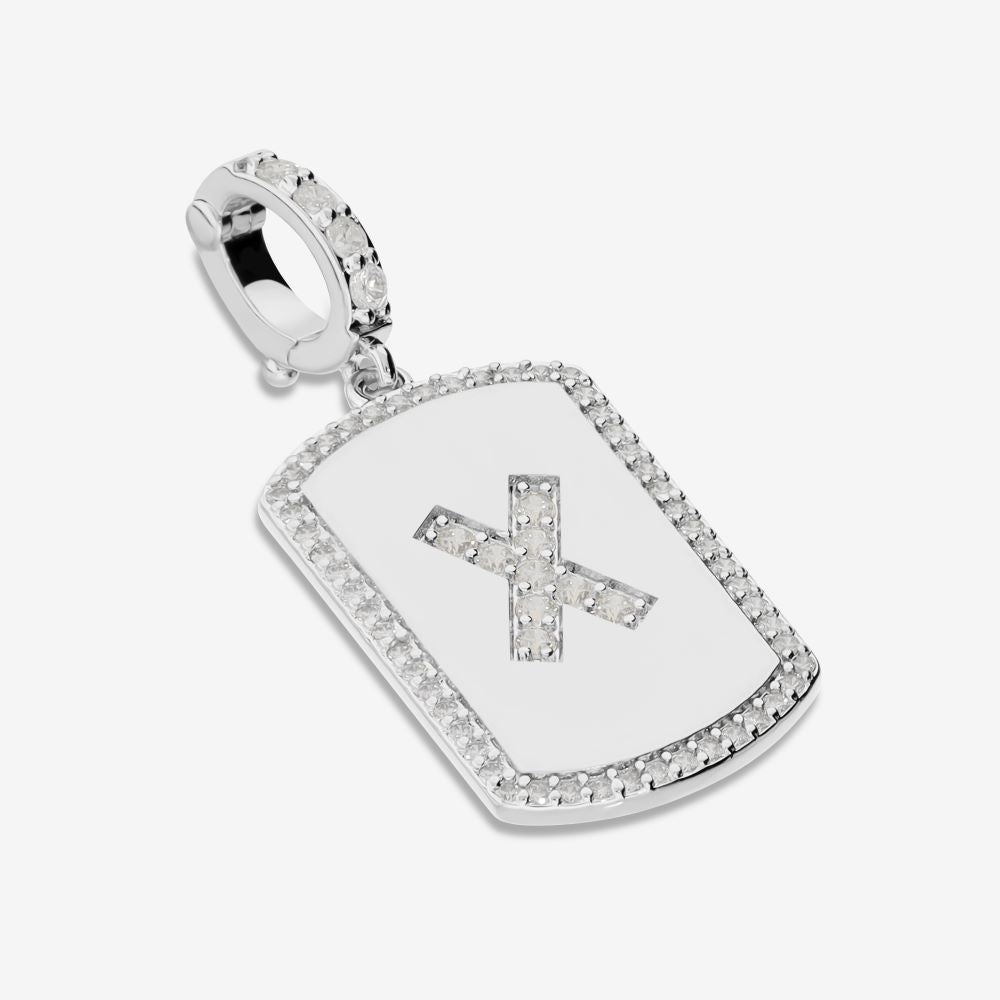 Italian Look of Diamonds Tag Style Initial Enhancer, White