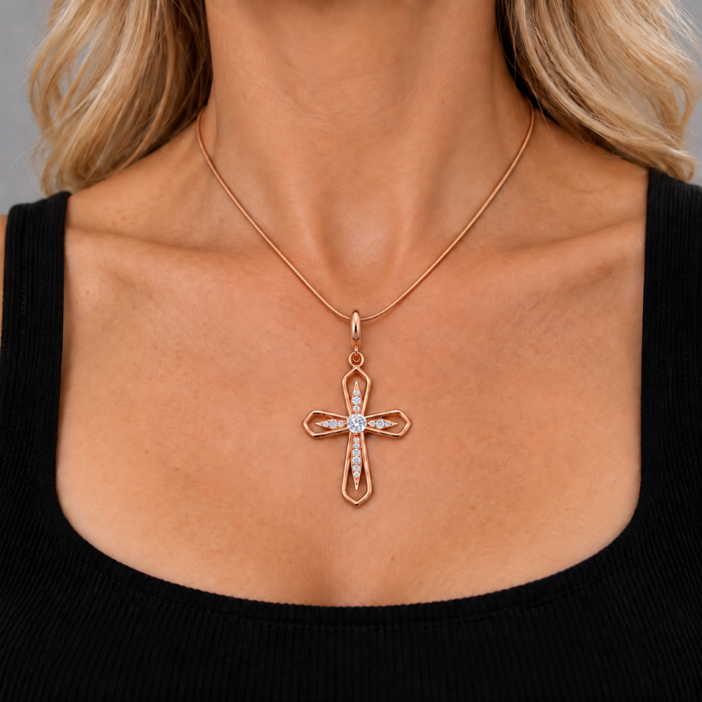 Italian Open Cross With Center Stones