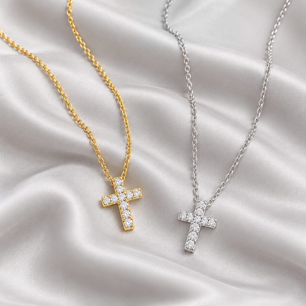 Italian Perfect Size Lab Grown Diamond Cross Necklace