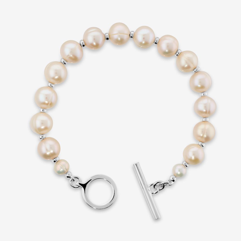 Italian Large Pearl Bracelet With T Bar