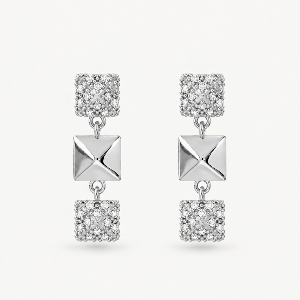 Italian Couture Inspired Pyramid Pave' Drop Earrings