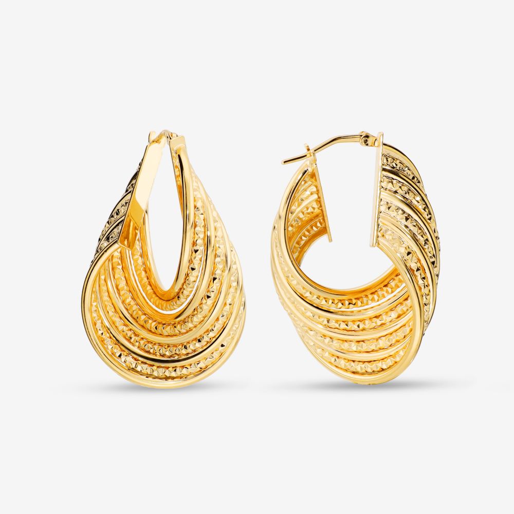 Italian Handmade 9 Layer Twist Hoop Earrings