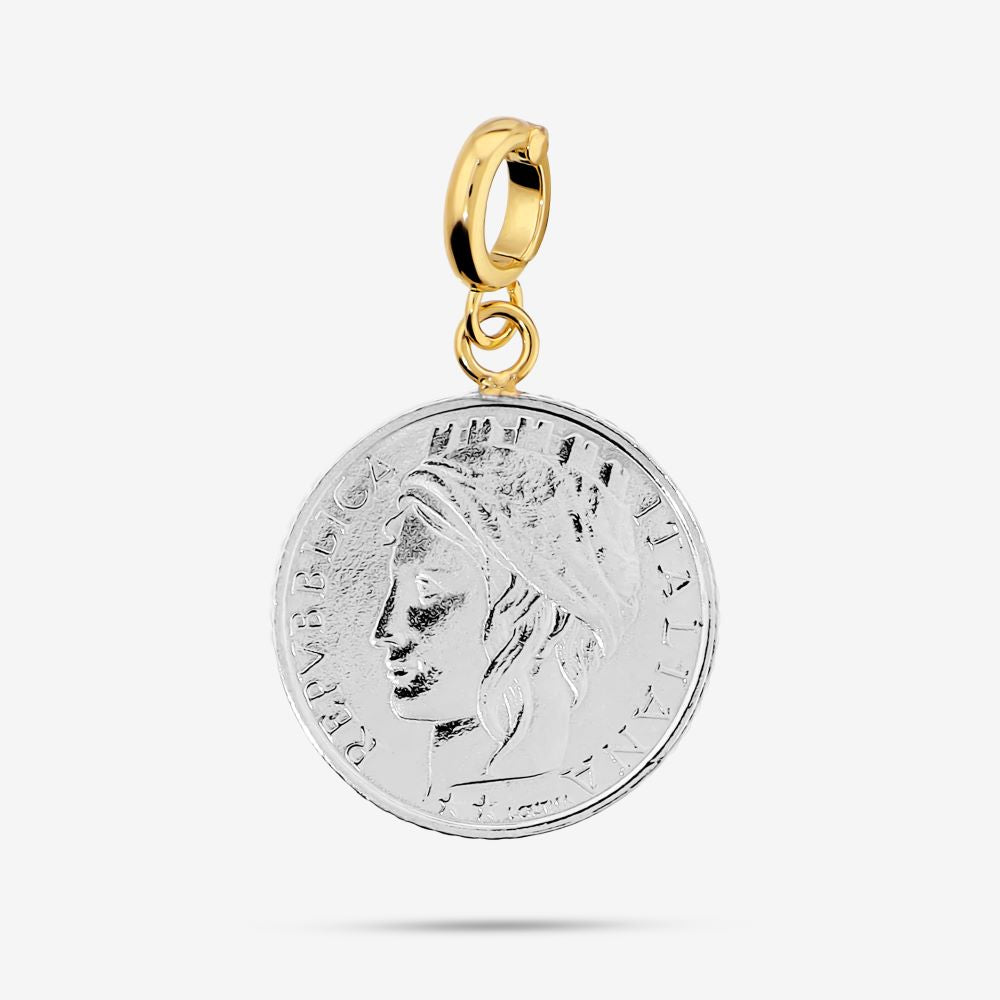 Italian Authentic 100 Lire Large Coin Pendant/Enhancer