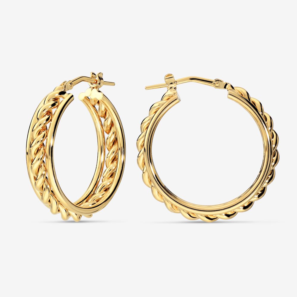Italian Status Dimensional Twist Hoop Earrings