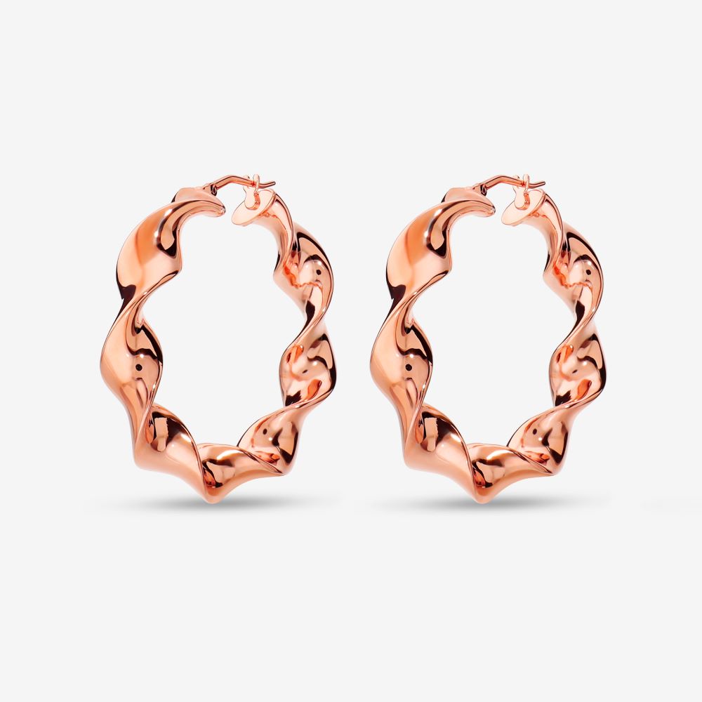 Italian Lucente Ribbon Twist 1.5" Hoop Earrings