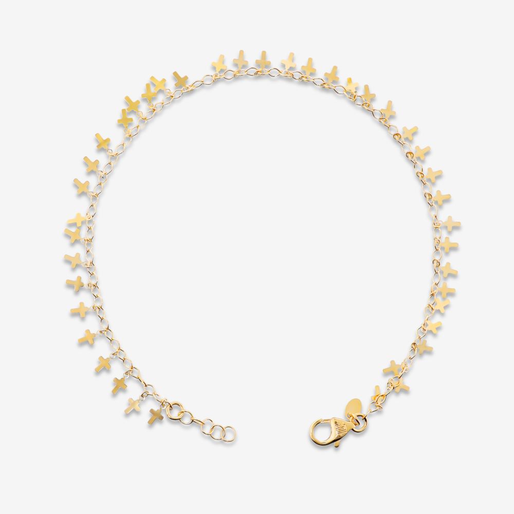 Italian Handmade Petite Cross Anklet, 3 Lengths