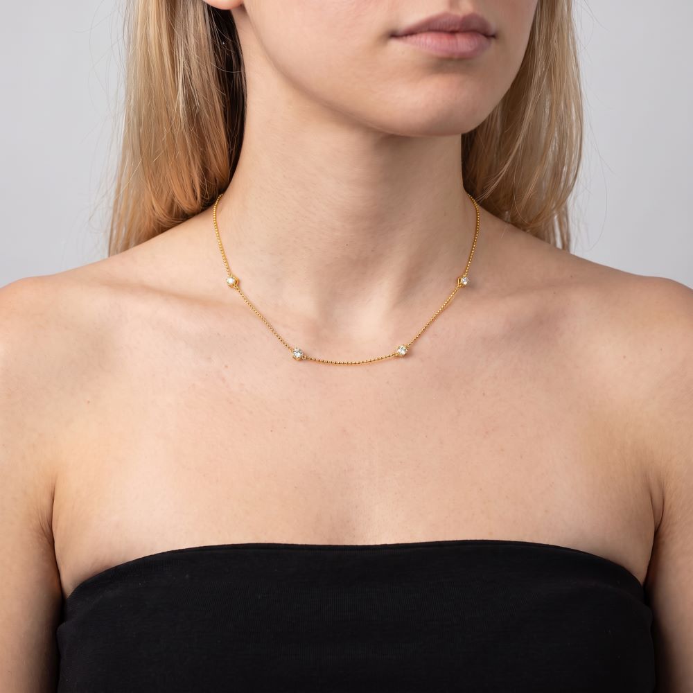 Italian 4 Stone Bead Necklace