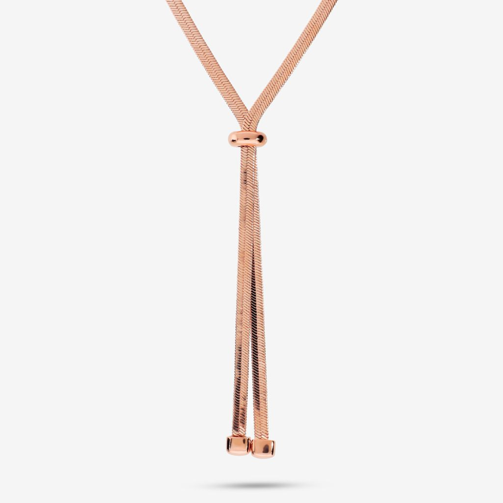 Italian Long Herringbone Slide Lariat Necklace