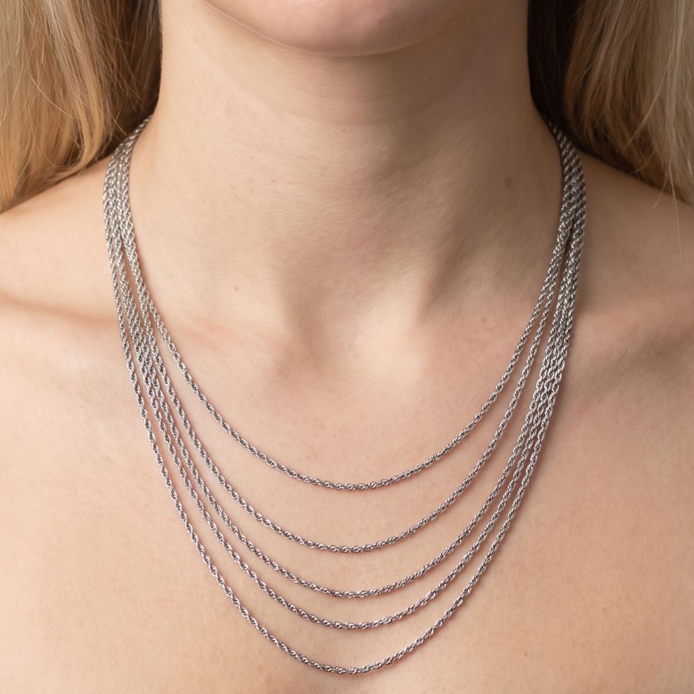 Italian Sterling Silver 5 Strand Rope Necklace