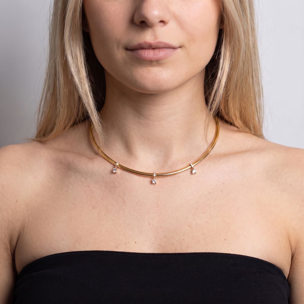 Italian Look of Diamonds Necklace with 3 Drop Stones