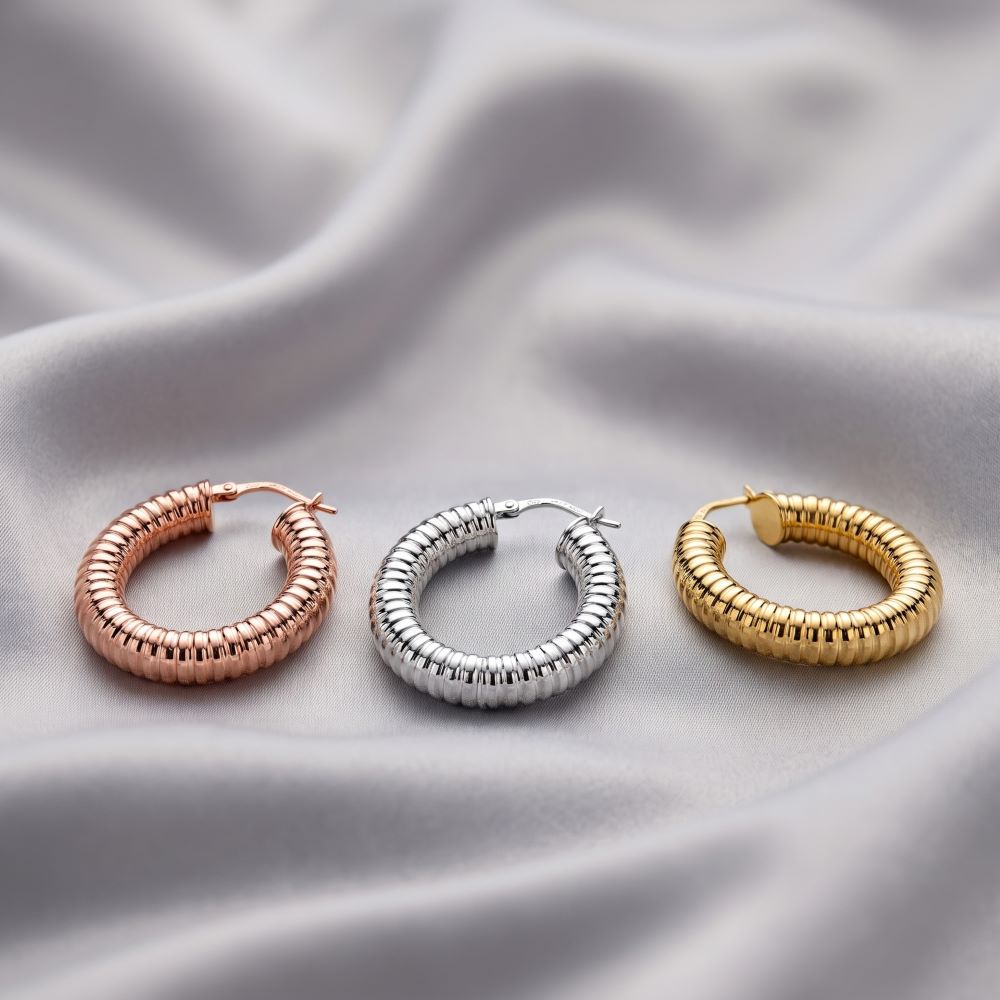 Italian Tubogas Finish Hoop Earrings