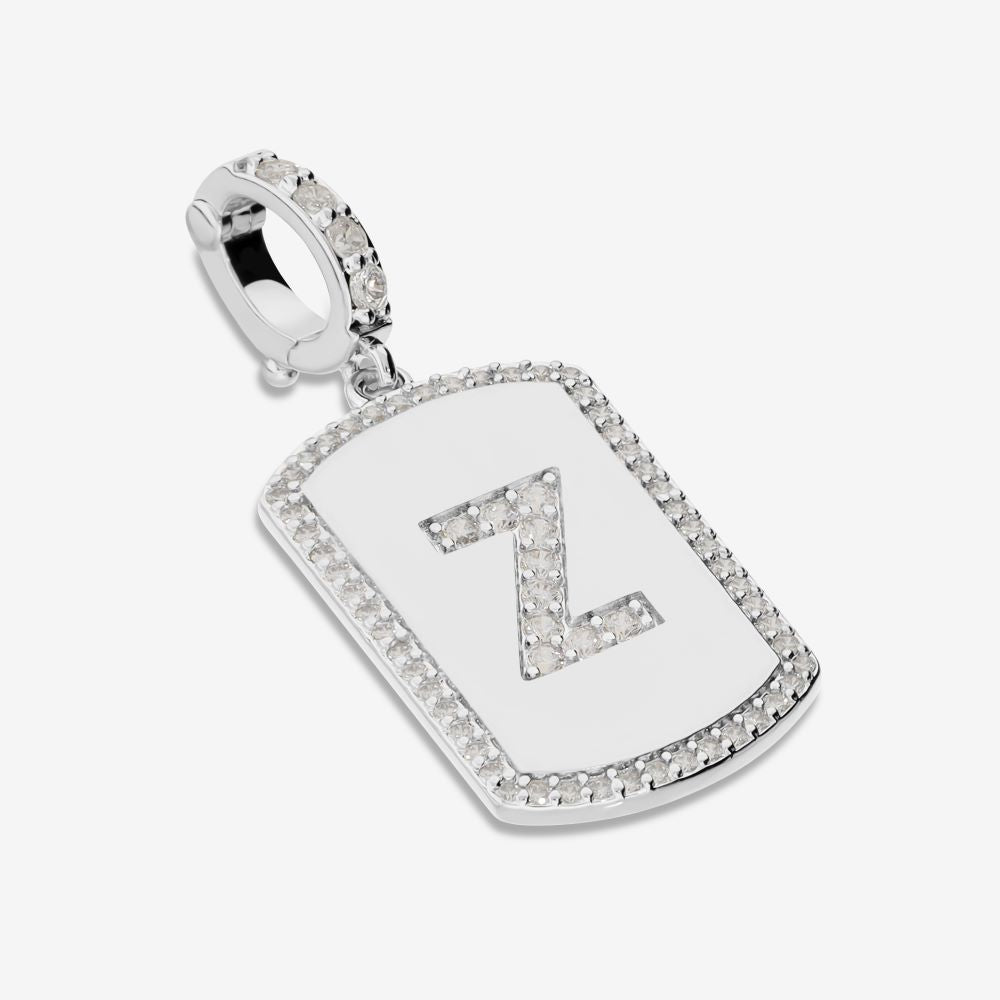 Italian Look of Diamonds Tag Style Initial Enhancer, White