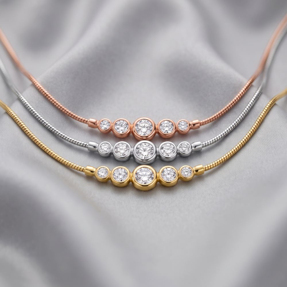 Italian Hand Diamond Cut Bead Front Necklace