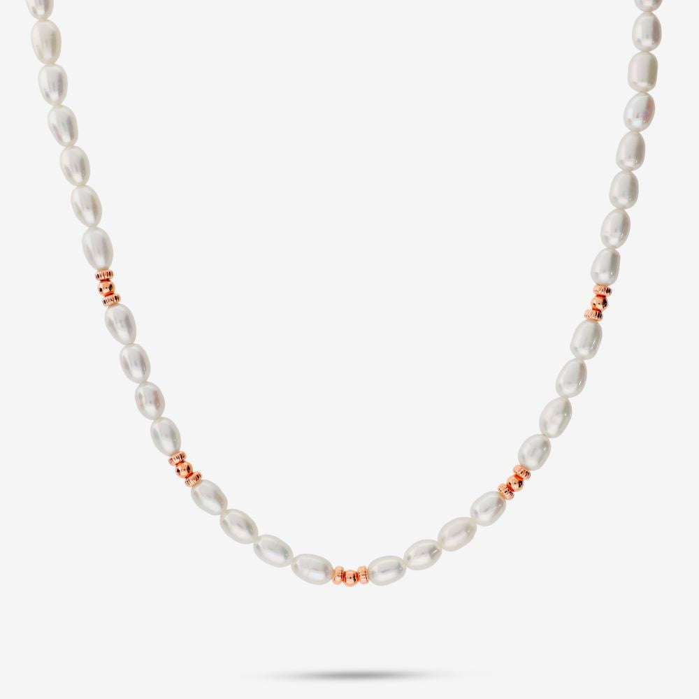 Italian Pearl Necklace With Bead Stations