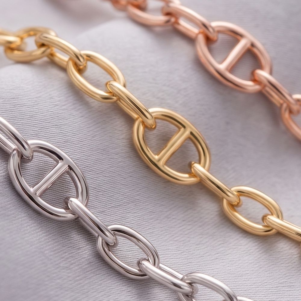 Italian Touch Of Couture Marine And Oval Link Necklace