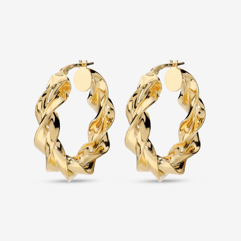 Italian Luxury Twist Hoop Earrings, 1.25"