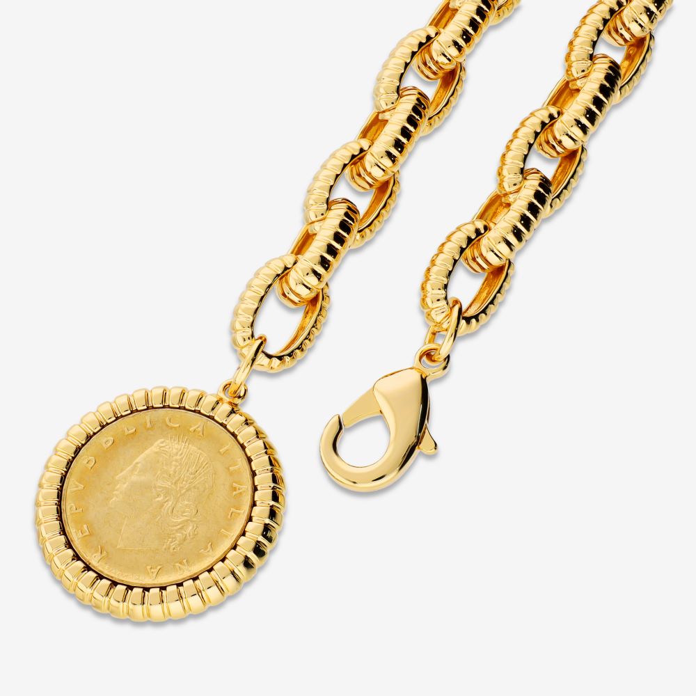 Italian Status Link Changeable Genuine Lire Coin Necklace