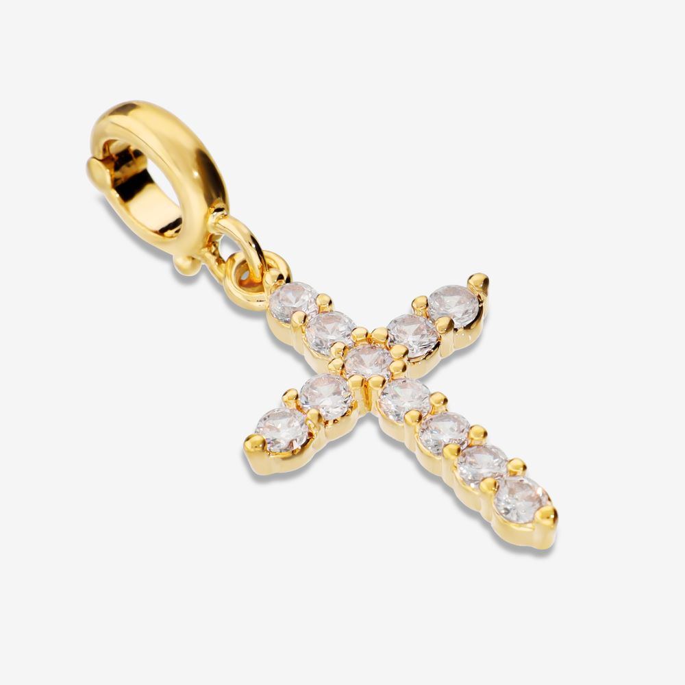 Italian Classic Stone Cross Pendant With Enhancer