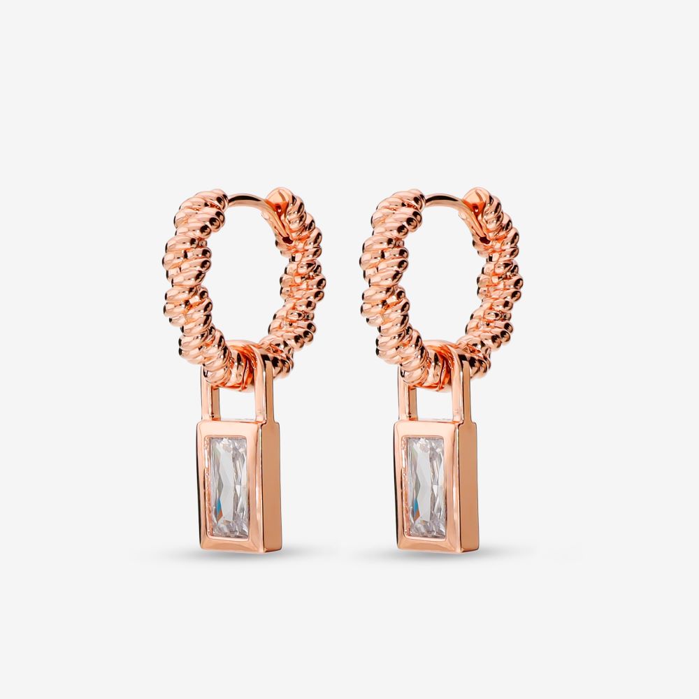 Italian Rope Style Hoop With Stone Charm