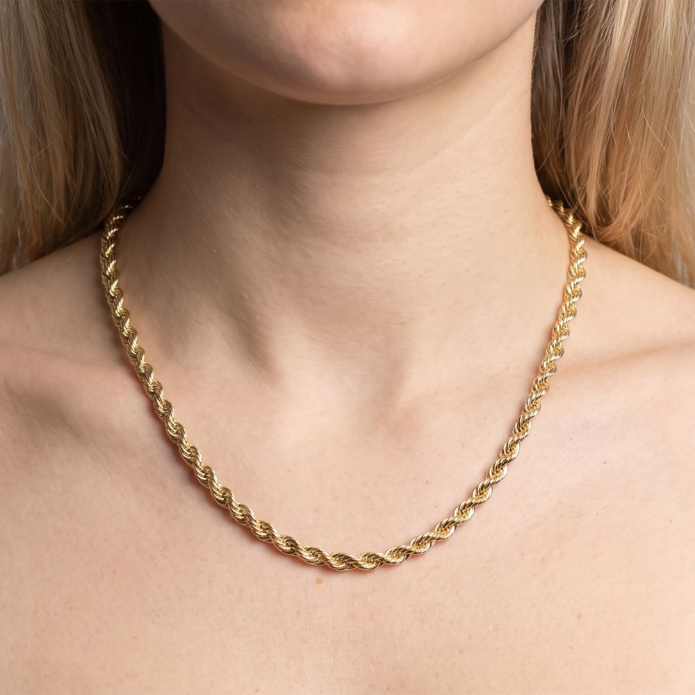 Italian Solid Rope Necklace With T-Bar, 46gr Sterling Silver